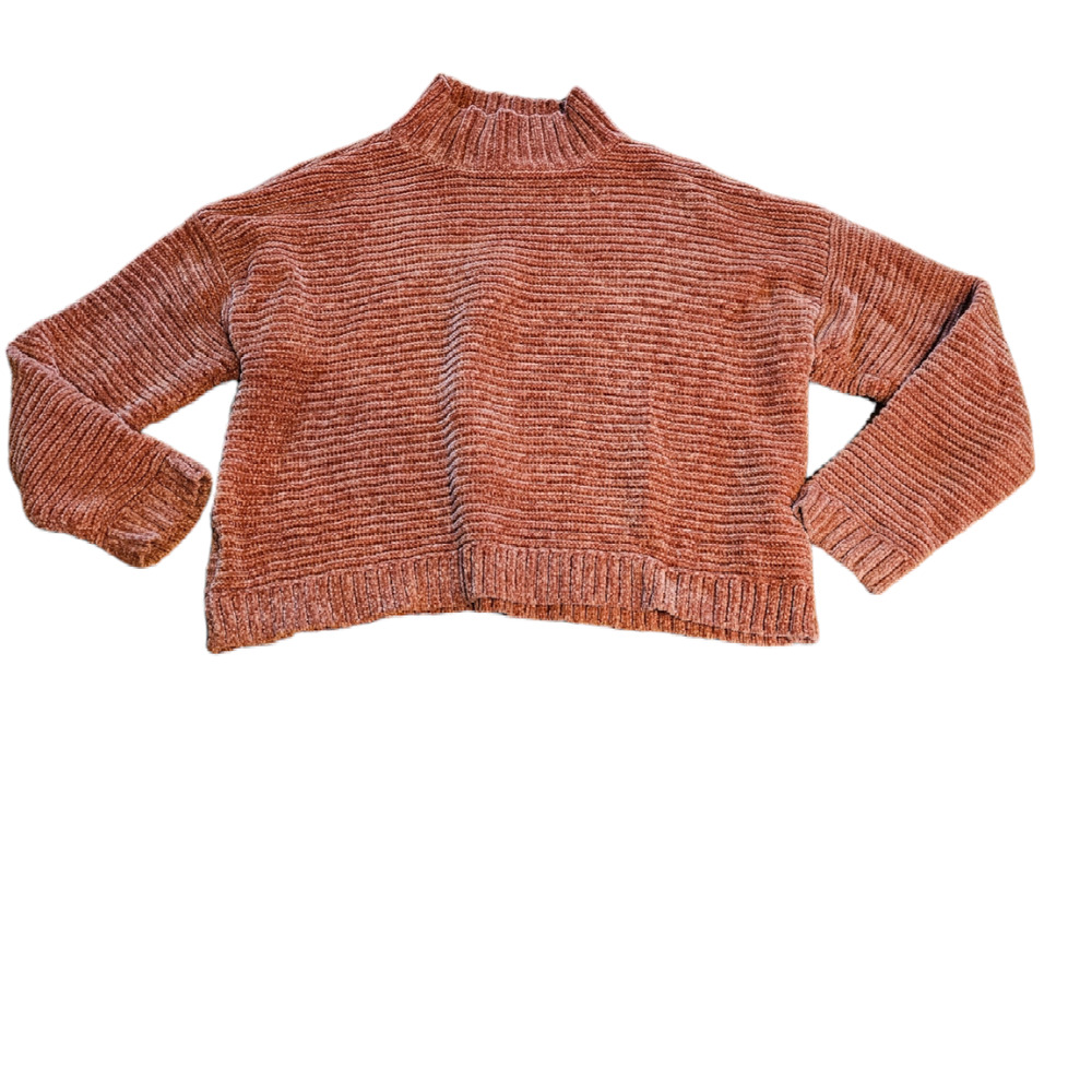 Forever 21 Small Orange Long Sleeve Mock Neck Knit Pullover Sweater
